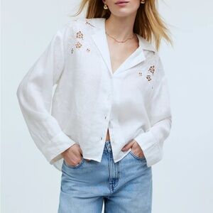 Madewell Resort Long Sleeve Shirt White Linen
